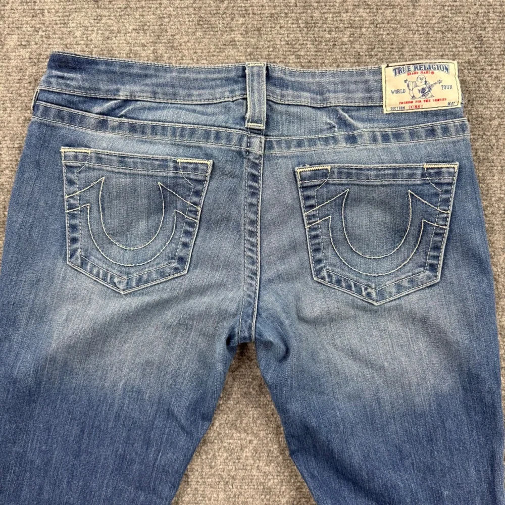True Religion Skinny Jeans 30W x 31L Blue Low Rise Contrast Stitch Denim Women's